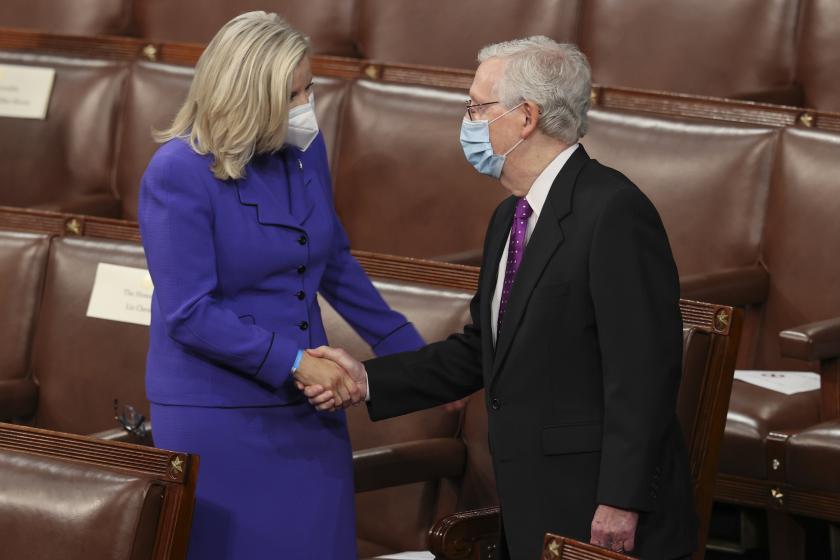 Mitch McConnell, asked about the Liz Cheney purge, says ‘100 percent of my focus is on stopping’ Biden