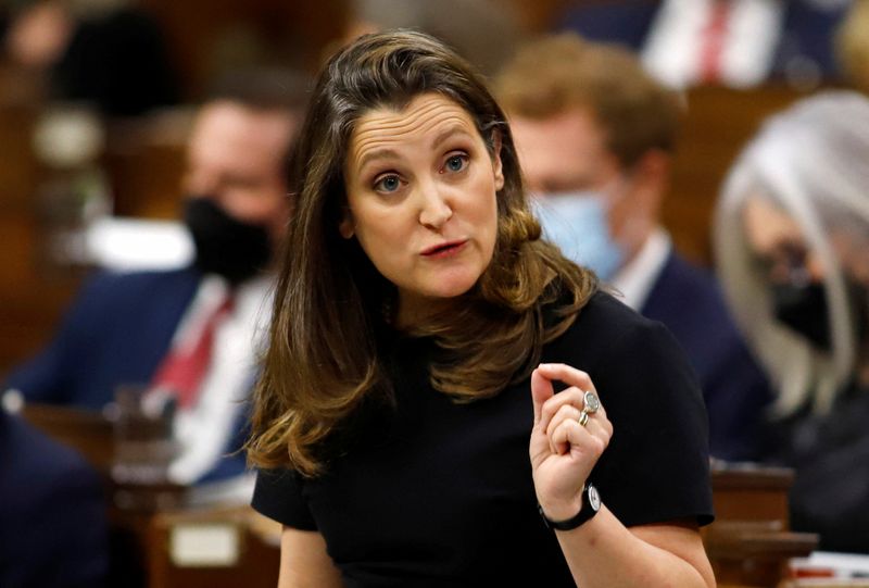 Canada’s Freeland strays from G20 economic script to warn Russia on Ukraine