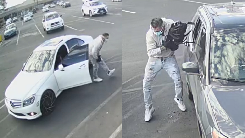 Man caught on CCTV snatching woman’s purse, driving away in a Mercedes in Las Vegas Chinatown