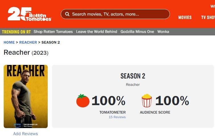 ‘Reacher’ Season 2 Hits Amazon With Literally Perfect Scores