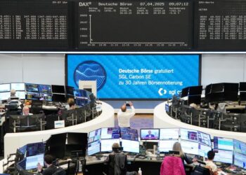 European shares close at over 14-month low as trade war volatility grips markets